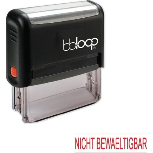 BBloop German Language "NICHT BEWAELTIGBAR" Self-Inking Stamp, Rectangular, Laser Engraved, RED