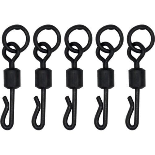 Carp Fishing Quick Change Swivels with Solid Ring 10pcs/lot Matte Black Carp Fishing Rig Connector Carp Fishing Terminal Tackle