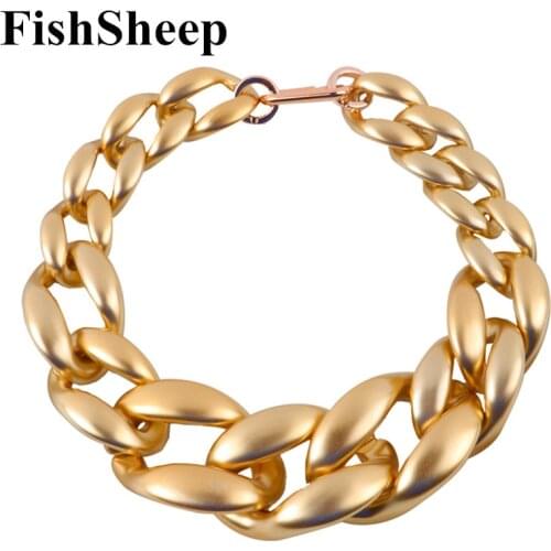 FishSheep New Matte Gold Acrylic Choker Necklace For Women Statement Resin Chunky Chain Big Pendant Collar Necklace 2021 Jewelry