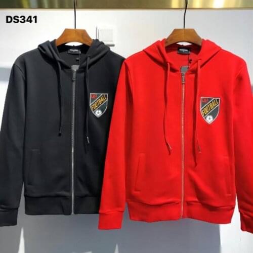 DSQ2 Mens Long Sleeve Hooded Spring Autumn Pullover Simple Round Neck Clothing Slim Casual Loose DS341