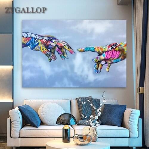 Graffiti Art Hand of God Canvas Painting Street Art Hand Posters and Prints Canvas Wall Art Pictures for Living Room Home Decor