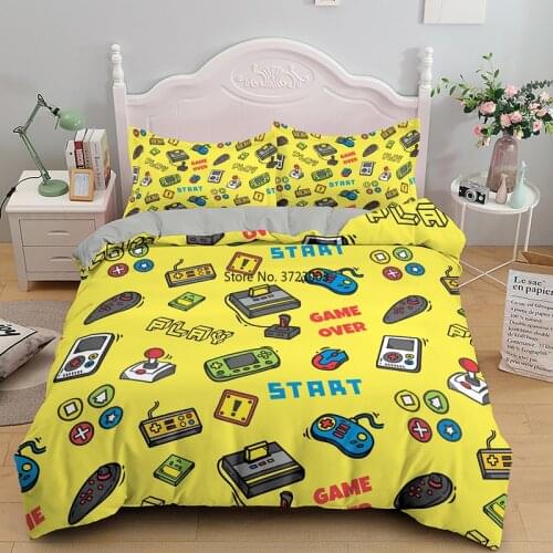 Cartoon Game Machine Patterned Home Textile Fashion AU/ Eu/us Size 3d Game Controller Duvet Quilt Covers and Pillowcases