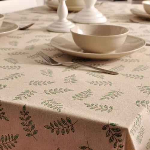 Quality green olive leaf pattern cotton&Linen tablecloth pastoral lace Southeast Asia simple home decorative table covers square