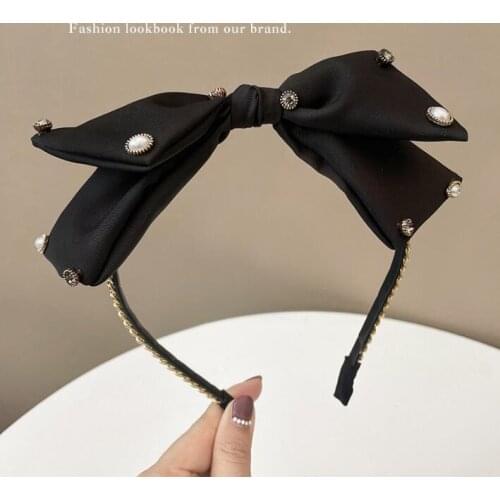 Korean version new butterfly hairband womens fabric women black rhineston elegant ladies hair accessories