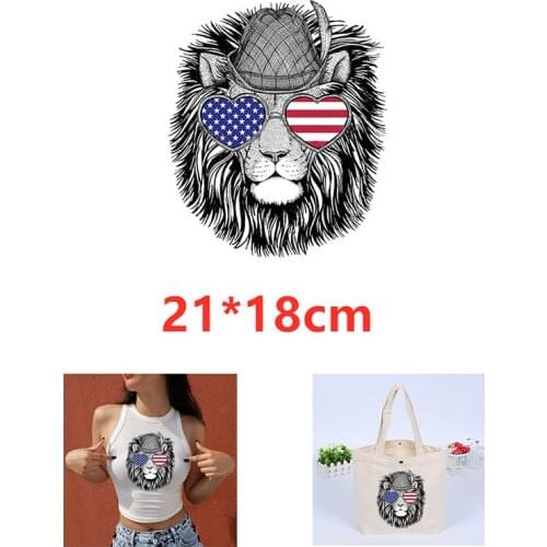 Cool Lion DIY Patches On Cloths Iron on Heat Transfer Printing Patches Stickers for Clothes T-shirt Appliques Washable