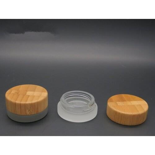 Frosted 5ml Cosmetics Glass Bottle Bamboo Glass Jar Bottle Small Mini Refillable Glass Bottle Eye Cream Jar 5g 100pcs