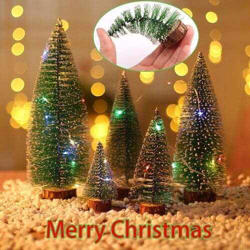 Mini DIY Artificial Christmas Tree LED Night Light Pines Santa Decor Xmas Ornaments Christmas Home Decoration 2022 New Year Gift