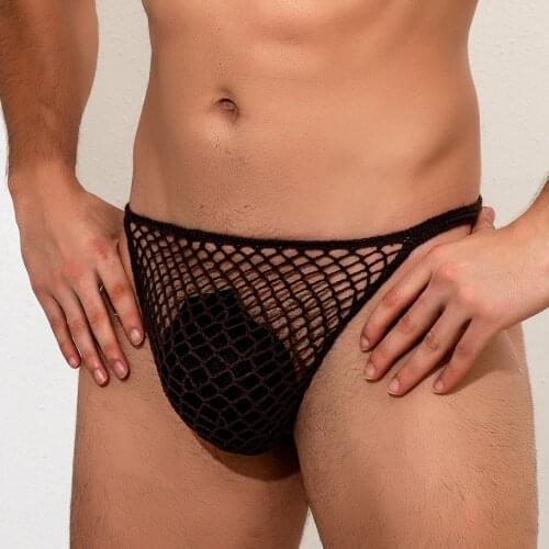 Men Thongs G String Crochet Elasticity Men Sexy Thong String Underwear Lingerie Sexy Panties Beach Shorts Men Briefs