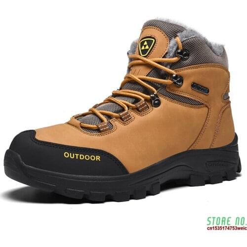 Male Autumn Winter High Top Hiking Shoes Men Leather Trekking Hiking Boots Mountain Climbing Shoe Men Waterproof Sneakers