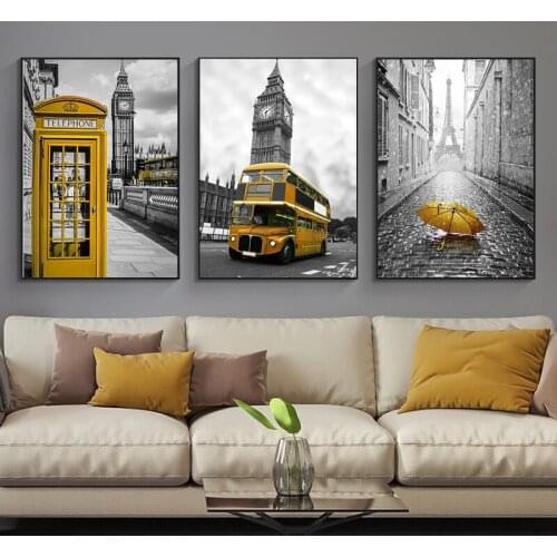 Nordic Art Gig Ben Landscape Canvas Paintings Wall Art Posters and Prints Paris Tower Canvas Wall Art Pictures for Living Room