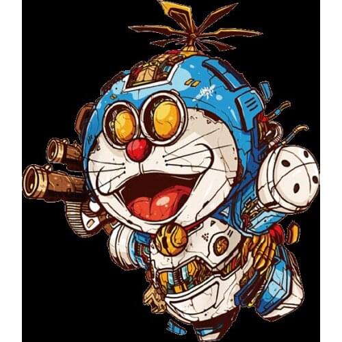 2021 New machine cat Animal Blue Cat Top Patches for Clothing Applications Heat Transfer Stickers DIY Tops Badges Print