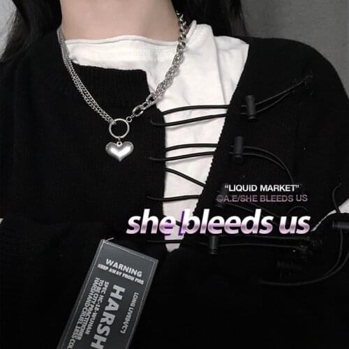 2019 New Trendy Metal Love Heart Coin Pendant Multi-layer Punk Casual Design Long Chain Necklace For Women men Jewelry Gifts