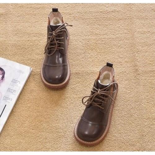 2021 new autumn and winter flat Martin boots round toe snow boots ankle boots womens boots womens leather shoes PU