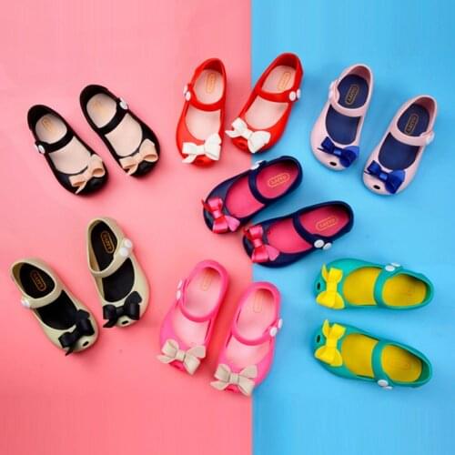 Happy Logo 2020 New Mini Melissa Bow Jelly Shoes Girls Shoes Bow Sandals Child Sweet Jelly Sandals Girls Princess Shoe HY002