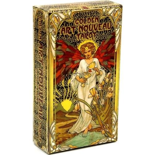NEWEST 78pcs Golden Art Nouveau Tarot Cards with Guidebook Occult Divination Book Sets for Beginners Classic Art Nouveau Style