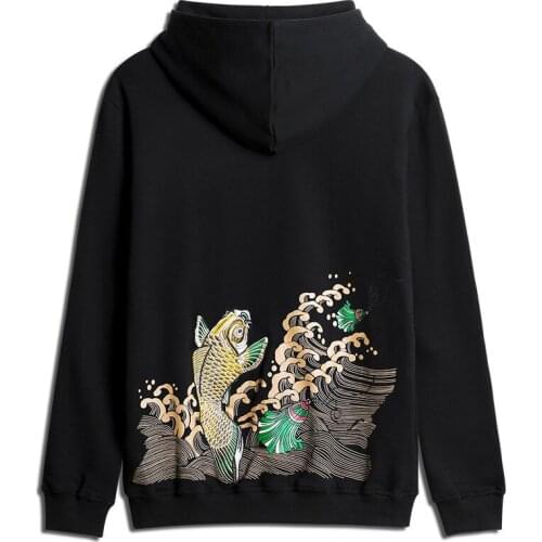 2020 New Arrival Full None Cotton Hooded Casual Animal Hoodies Hip Hop Embroidery Clothing Head Carp Hoodie Of National Big