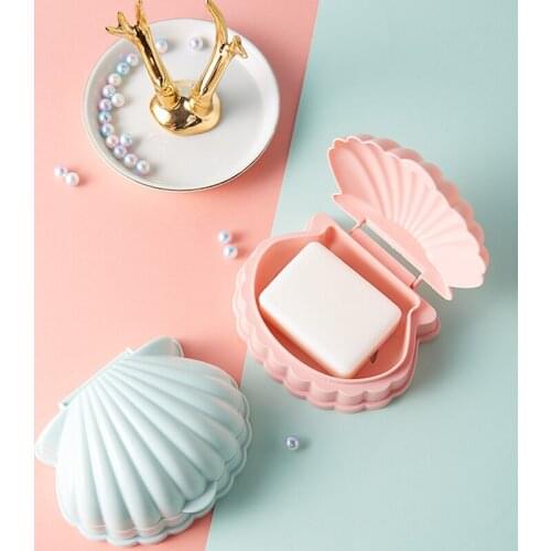 Shell Shape Bathroom Soap Dish Box Soap Holder Home Shower Soap Holder Container Bathroom Drain Soap Holder Soap Dispenser Rack