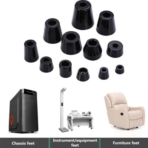 8Pcs Black Rubber Feet Chair Floor Protector Non-slip Furniture Table Leg Cover Bottom Pads Cabinet Instrument Equipment Base