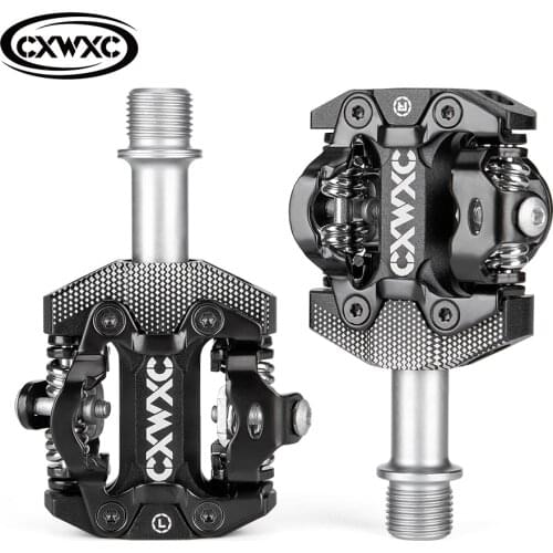 CXWXC SPD Bicycle Self Locking Pedal Cycling Clipless Pedals MTB/Road Aluminum Bike Pedal CR-MO Sealed Bearing Lock Pedal