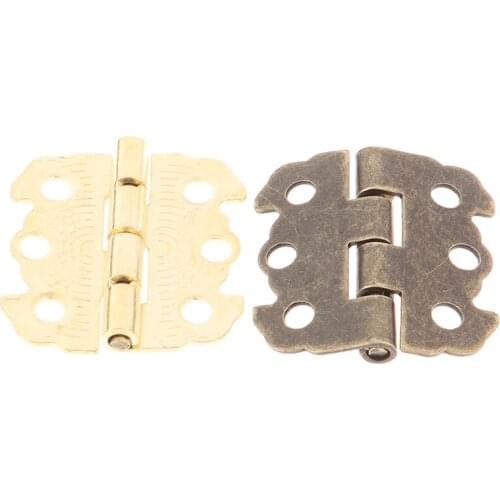 10pcs/set Mini Door Hinges Bronze Cabinet Drawer Jewellery Box Decorate Hinge For Furniture Hardware