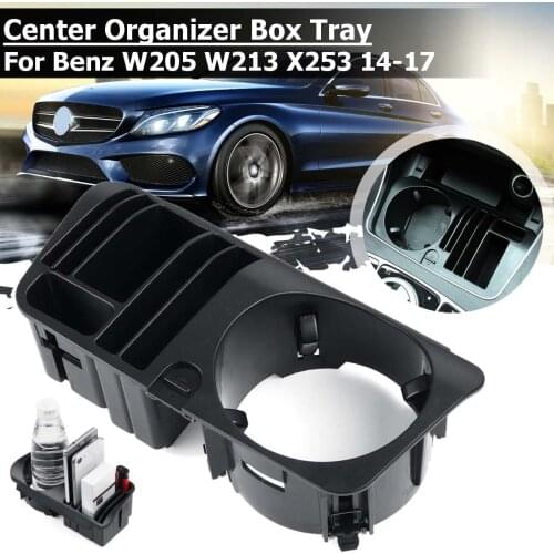 Black Car Vehicle Front Center Console Armrest Storage Box Tray phone Organizer Drink Cup holder For Benz W205 W213 X253