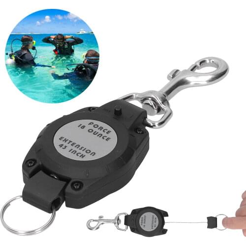 Scuba Diving Anti-lost Spring Scalable Keychain Stainless steel wire Lanyard Under Water Dive Safety Tool With Buckle