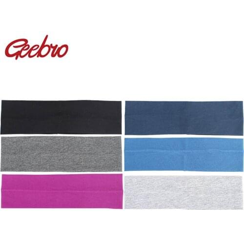 Geebro Womens Headband 7 cm Cotton Plain Flat Headbands for Girls Summer Ladies Elastic Stretch Hair Band Drop Shipping