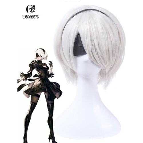 ROLECOS Game Nier Automatas Cosplay Headwear YoRha No.2 Type B No.9 Model S Cosplay 30cm/ 11.81inches Cosplay Synthetic Hair