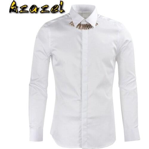 Azazel Men Shirt Luxury Long Sleeve Mens Dress Shirts Solid Color Slim Fit Casual Shirts Mens Plus Size 4xl Shirts Man