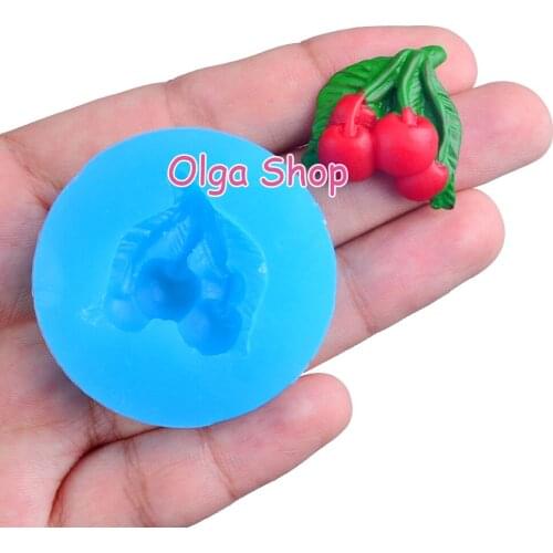 SYL054 22.7mm x 20.7mm Cherry Silicone Mold Fondant Cake Decoration Candy Resin Clay DIY Pendant Candle Craft Soap FOOD SAFE
