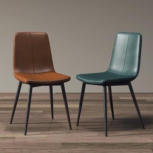 Modern Minimalist Office Chair Iron Nordic Home Coffee Restaurant Light Luxury Dining Chair Back Leisure Leather Stool Ins