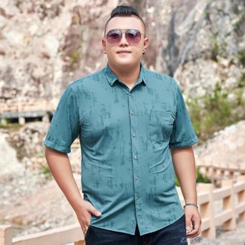 Bag hair help summer ice silk short-sleeved white shirt male plus fat plus size non-iron stretch shirt fat fat business 8xl140kg