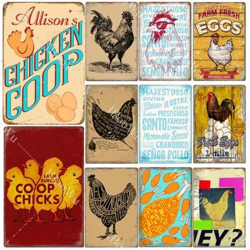Fresh Egg Poster Vintage Tin Plate Chicken Coop Retro Signs Farm Wall Decor 20x30cm