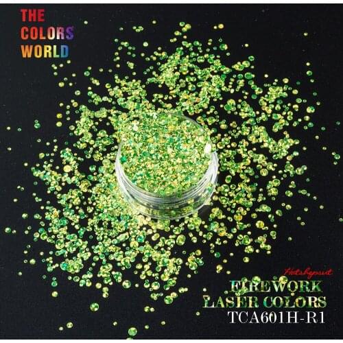 TCA601H Fireworks Laser Apple Green 3D Colorful Round Shape 4 Kind Size Nail Glitter nail art decorations makeup facepainting