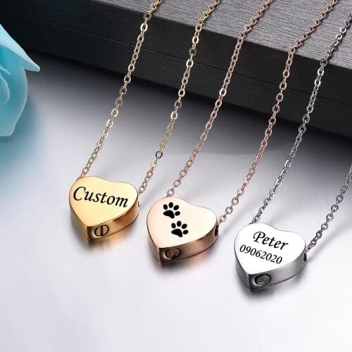 Heart Urn Pendant Necklace For Men Women 3Color Fashion Cremation Holder Memorial pendant Jewelry Wholesale