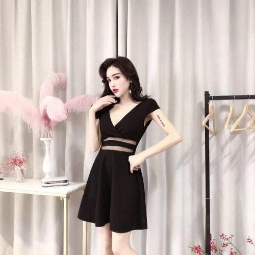 ZC2820 new 2020 summer women fashion temperament sexy slim V-neck low cut short section dress cheap wholesale