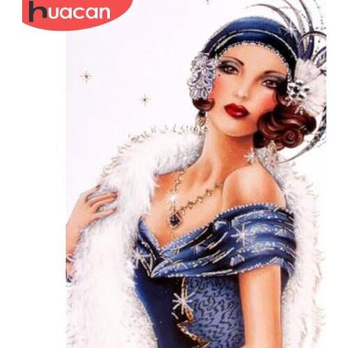 HUACAN Diamond Painting Woman Full Square Drill Display Diamond Embroidery Portrait Crystal Painting Cross Stitch Mosaic Decor