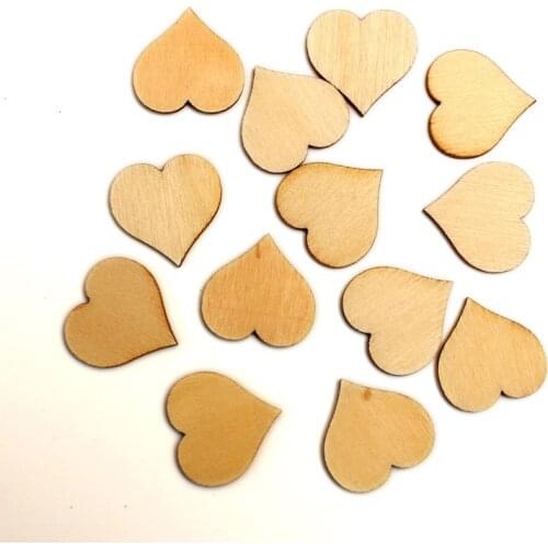 100pcs Wood Heart Craft Embellishments MDF Wooden Cutout Flatbacks Scrapbooking For Cardmaking DIY Art Wedding Decoration