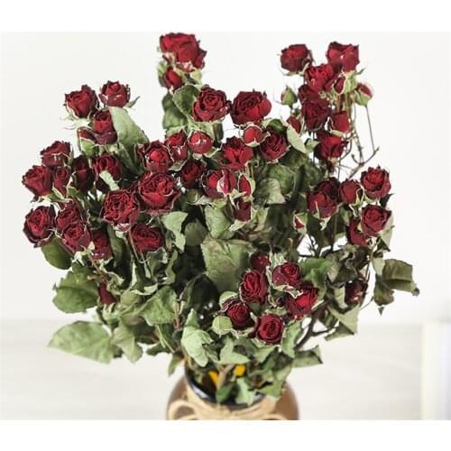 15pcs Wedding Flowers Red Pink Yellow Rose Romantic Bubble Small Rose Flower Dry Bouquet Home Furnishing Decorate Red