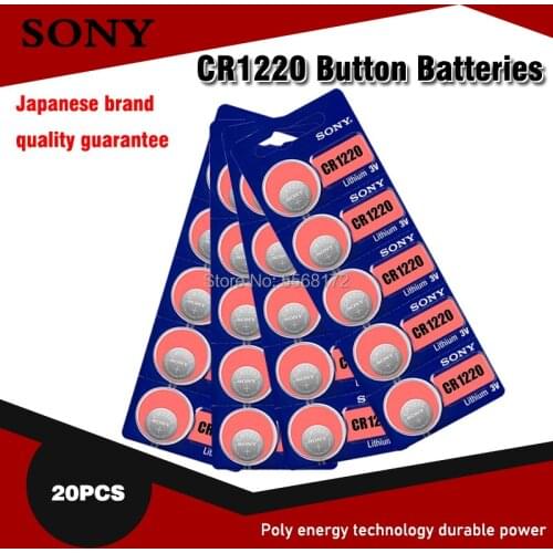 20Pcs Sony 3v CR1220 Lithim Li-ion Battery DL1220 BR1220 ECR1220 LM1220 KCR1220 L04 5012LC Button Coin Cell Bateria Replace