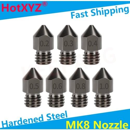 HotXYZ 3D Printer Hardened Steel MK8 Volcano Nozzles All Metal Hot end Print Head for Ender 3 Anet A8 Makerbot Creality CR-10