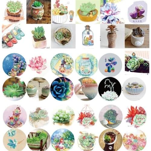 46pcs/box New Cute Succulent Plants Scrapbooking Decorative Lifelog DIY Stationery And Diary Paper Lable Sealing Stickers Crafts