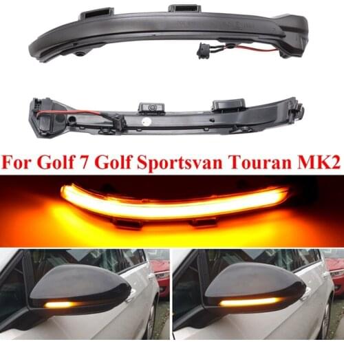 Car Dynamic LED Side Mirror Turn Signal Lights with Switch for MK7 Golf 7 Touran II Rearview Mirror Lamps Blinker