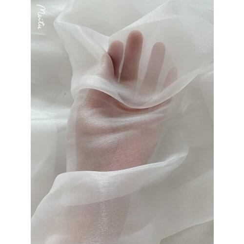 Off White Shiny Solid Organza Fabric Sheer Shine Organza Fabric