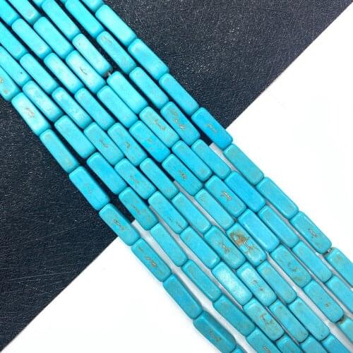 Natural Stone Turquoise Rectangular Loose Beads Fashion Necklace Bracelet Accessories for DIY Jewelry Making, Length 15 Inches