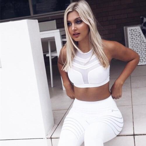 NORMOV Fashion Fitness Bras Women Fast Drying Breathable Workout Bras Polyester Sexy Mesh Patchwork Skinny Workout Bras