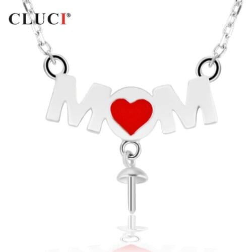 CLUCI Silver 925 Pendant Necklace Gift Jewelry for Women 925 Sterling Silver Letter Pearl Pendant Necklace for Mother SN041SB