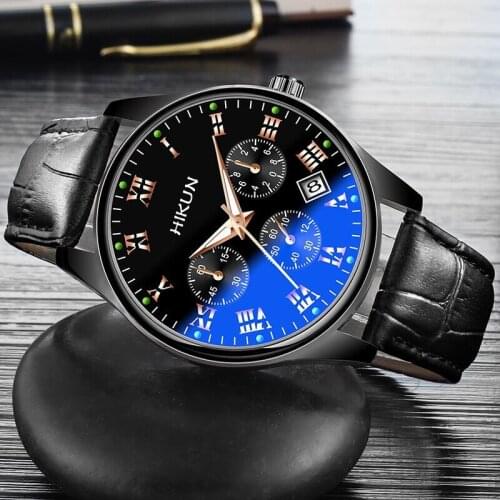 New Fashion Men Calendar Luxury Watches Men Business Leather Strap Quartz Watch For Men Gift Relogio Masculino Mens Wristwatch