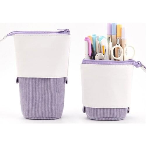Creative Retractable Pencil Case School Stationery Storage Bag Kawaii Solid Color Pen Case Cute Pencil Holder Gifts For Kid