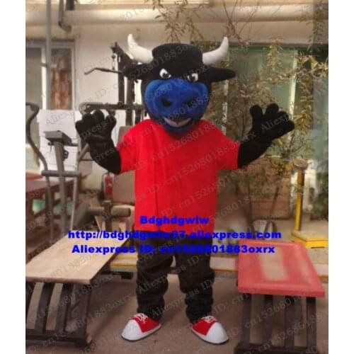 Black Red Kerbau Buffalo Bison Wild Ox Bull Cattle Calf Mascot Costume Cartoon Character Image Publicity Amusement Park zx1469
